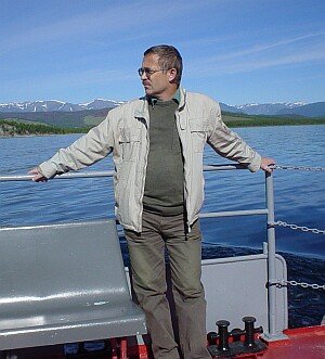 Озеро Байкал. Г. В. Червяков на борту экспедиционного судна.